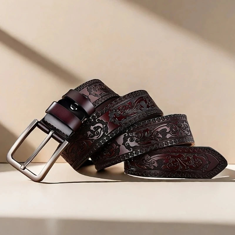 Rustler Embossed Leather Belt