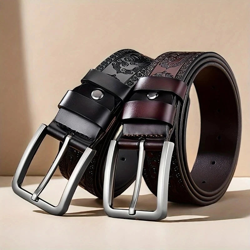 Rustler Embossed Leather Belt