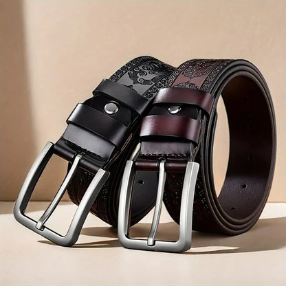 Rustler Embossed Leather Belt