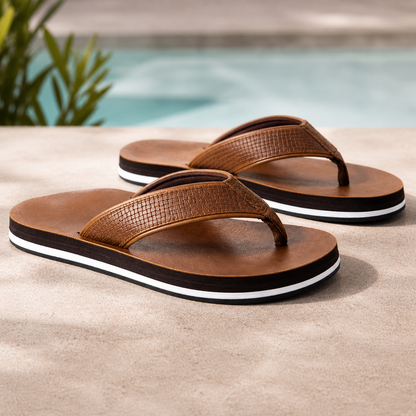 Havana Leather Flip Flops