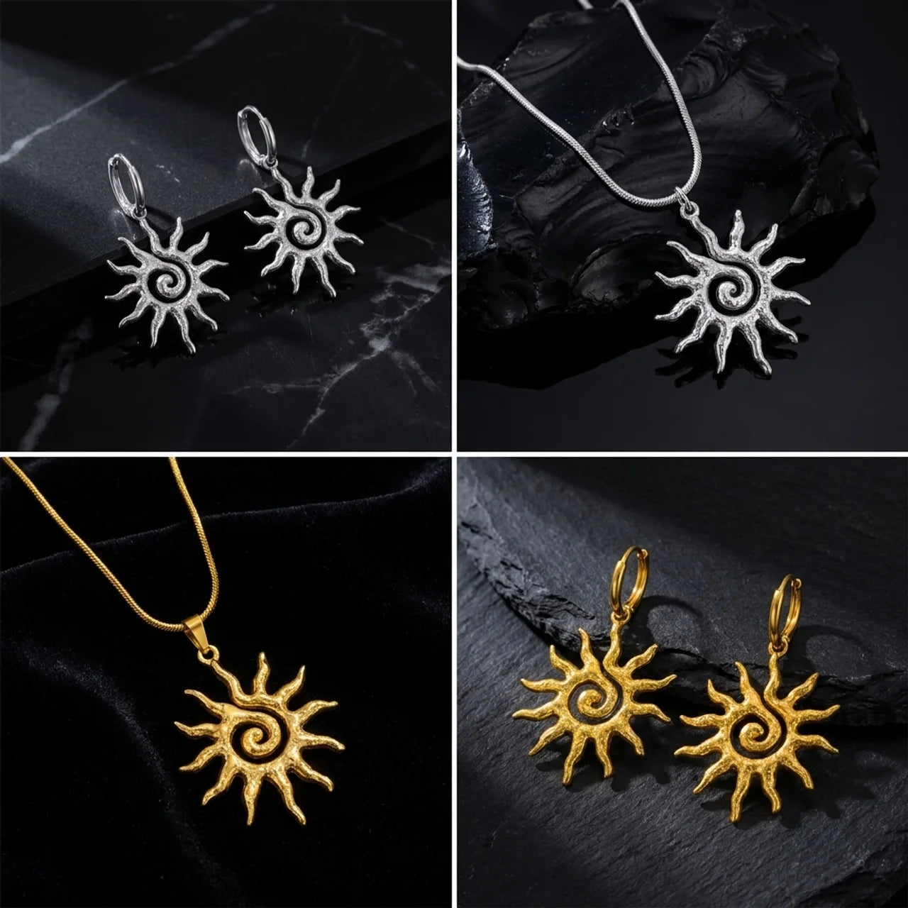 Helios Sun Necklace + Earrings