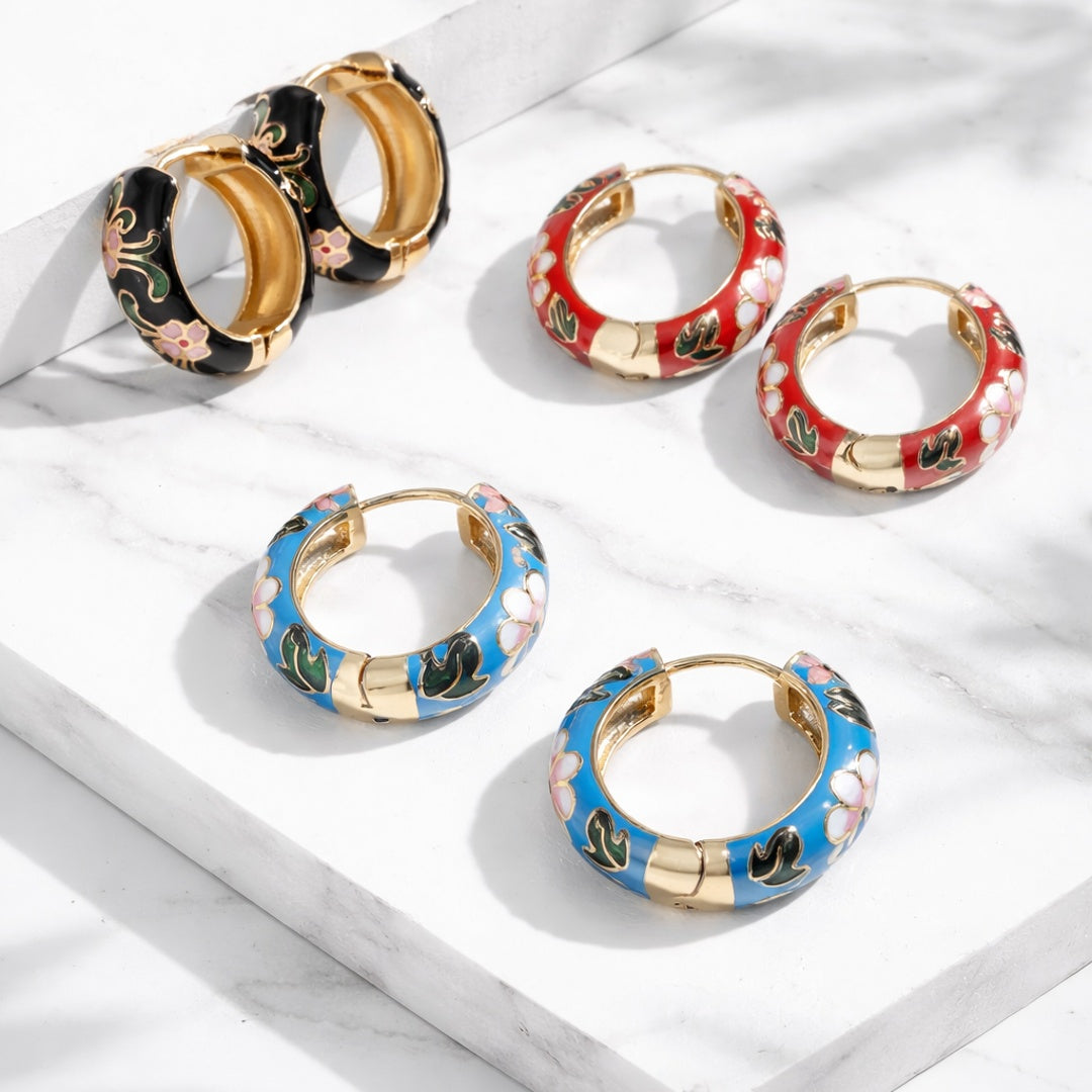 Petal Enamel Mini Hoops