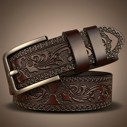 Rustler Embossed Leather Belt