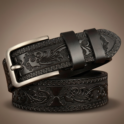 Rustler Embossed Leather Belt