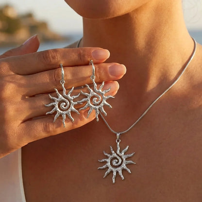 Helios Sun Necklace + Earrings